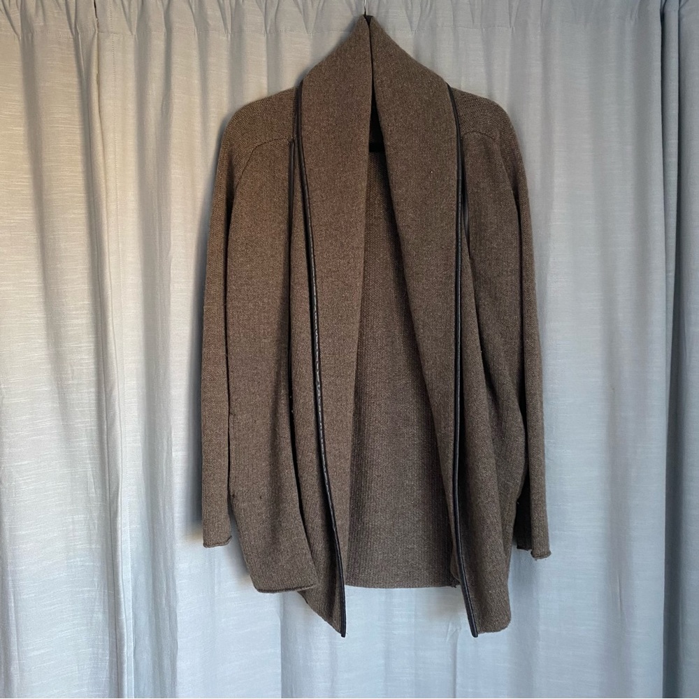 Vince. Brown wool blend leather trim car coat size extra small
